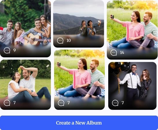 Family albums grouped by moments