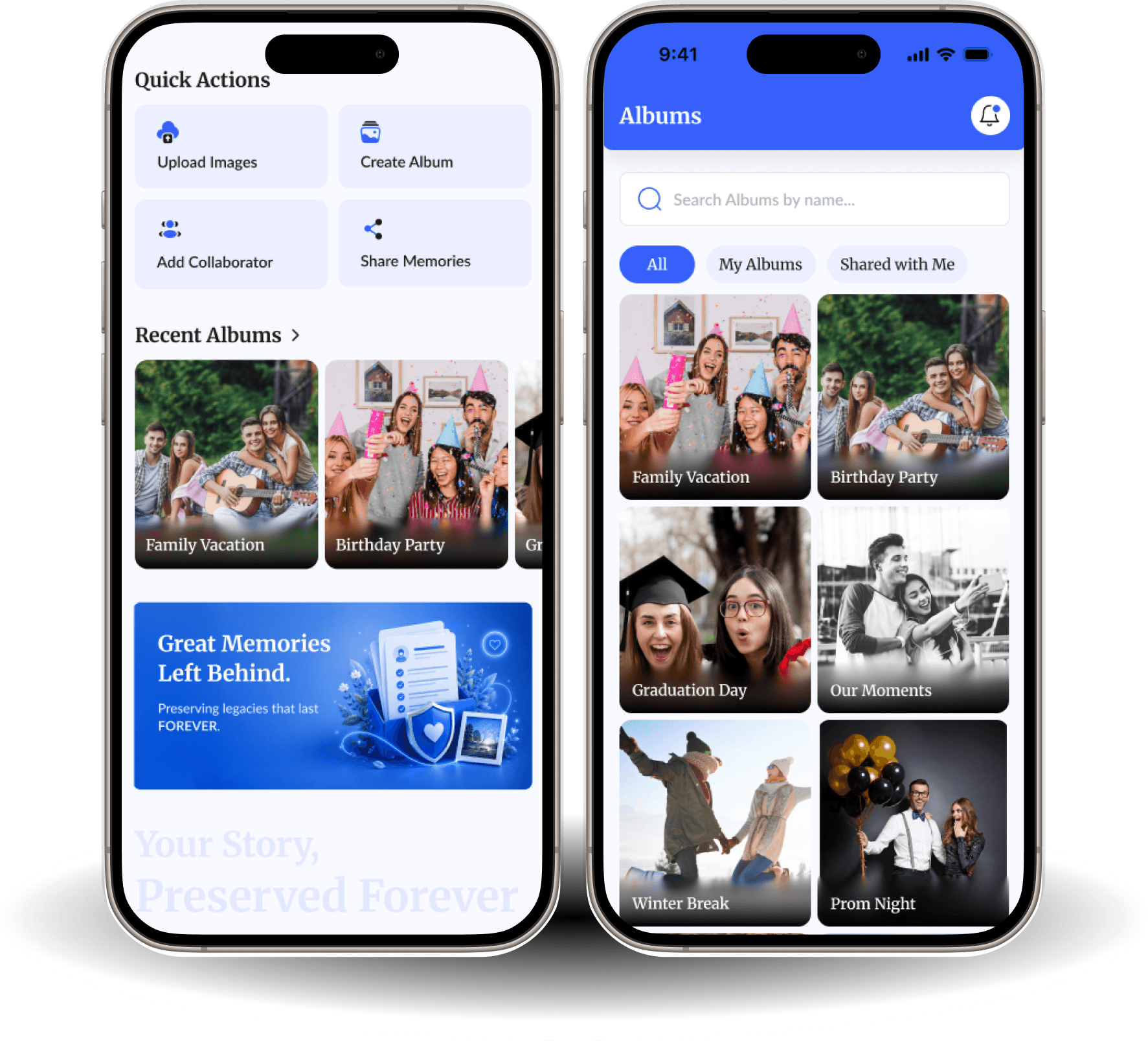 EndBox app showing a family album